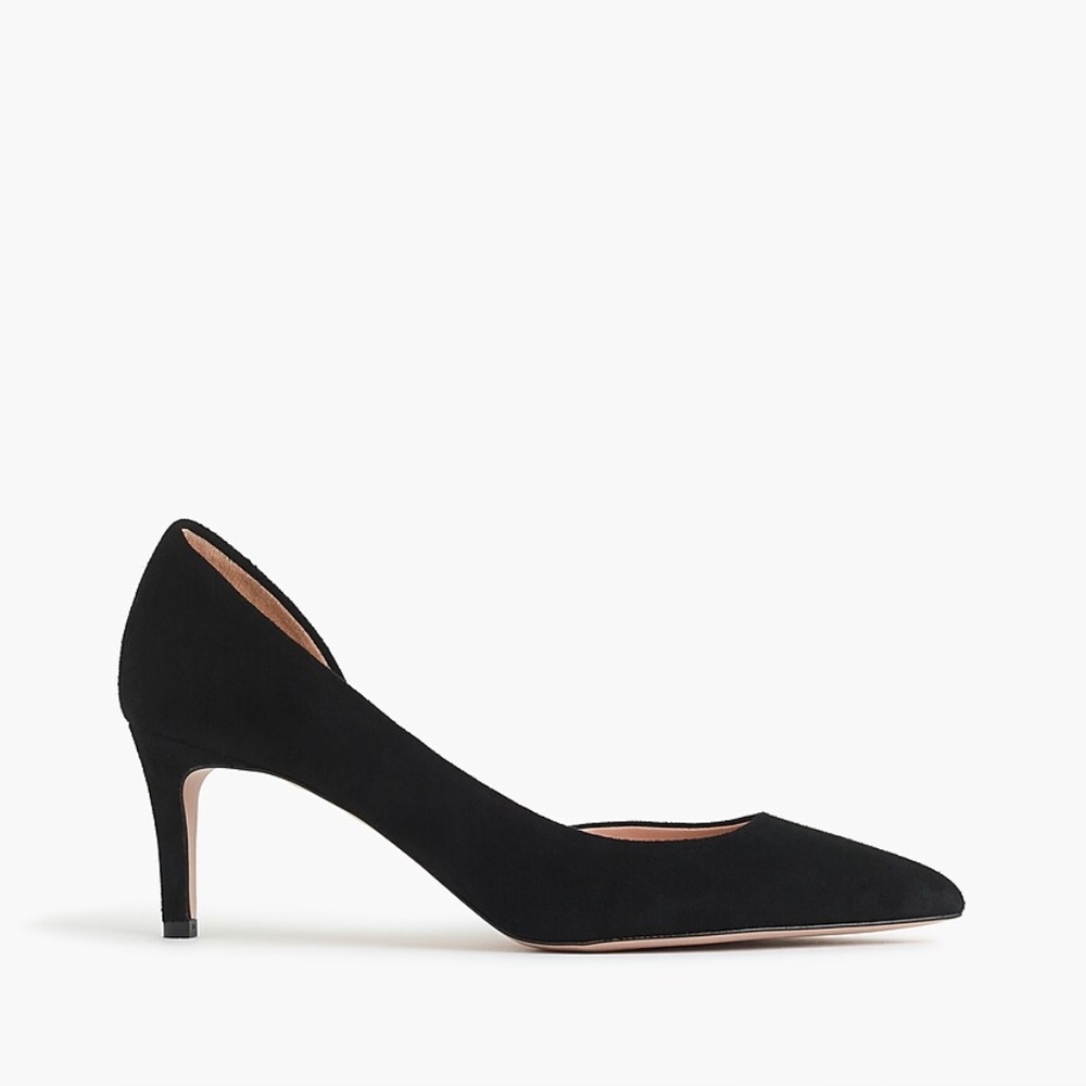 New JCREW Black Lucie Suede D'Orsay Pumps Heels - Picture 2 of 5